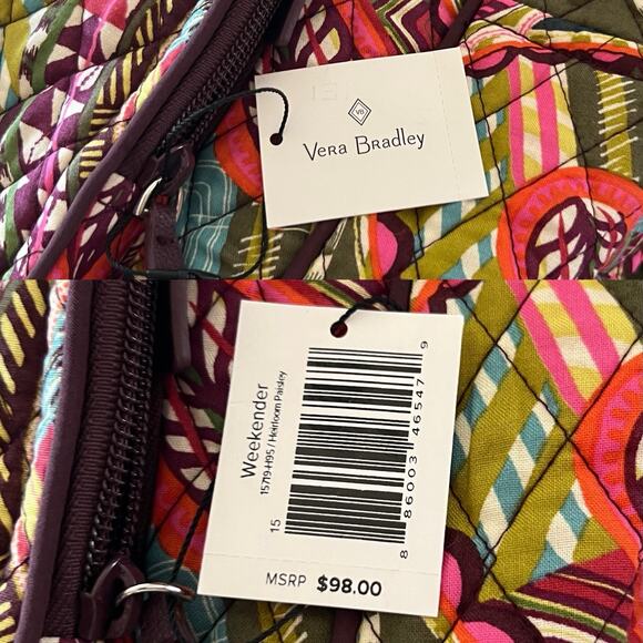 Vera Bradley Quilted Fabric Weekender Bag in Retired Pattern Heirloom Paisley - Picture 11 of 15